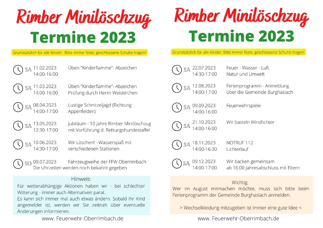 Termine 2023 Kinderfeuerwehr Oberrimbach Mini Feuerwehr 02