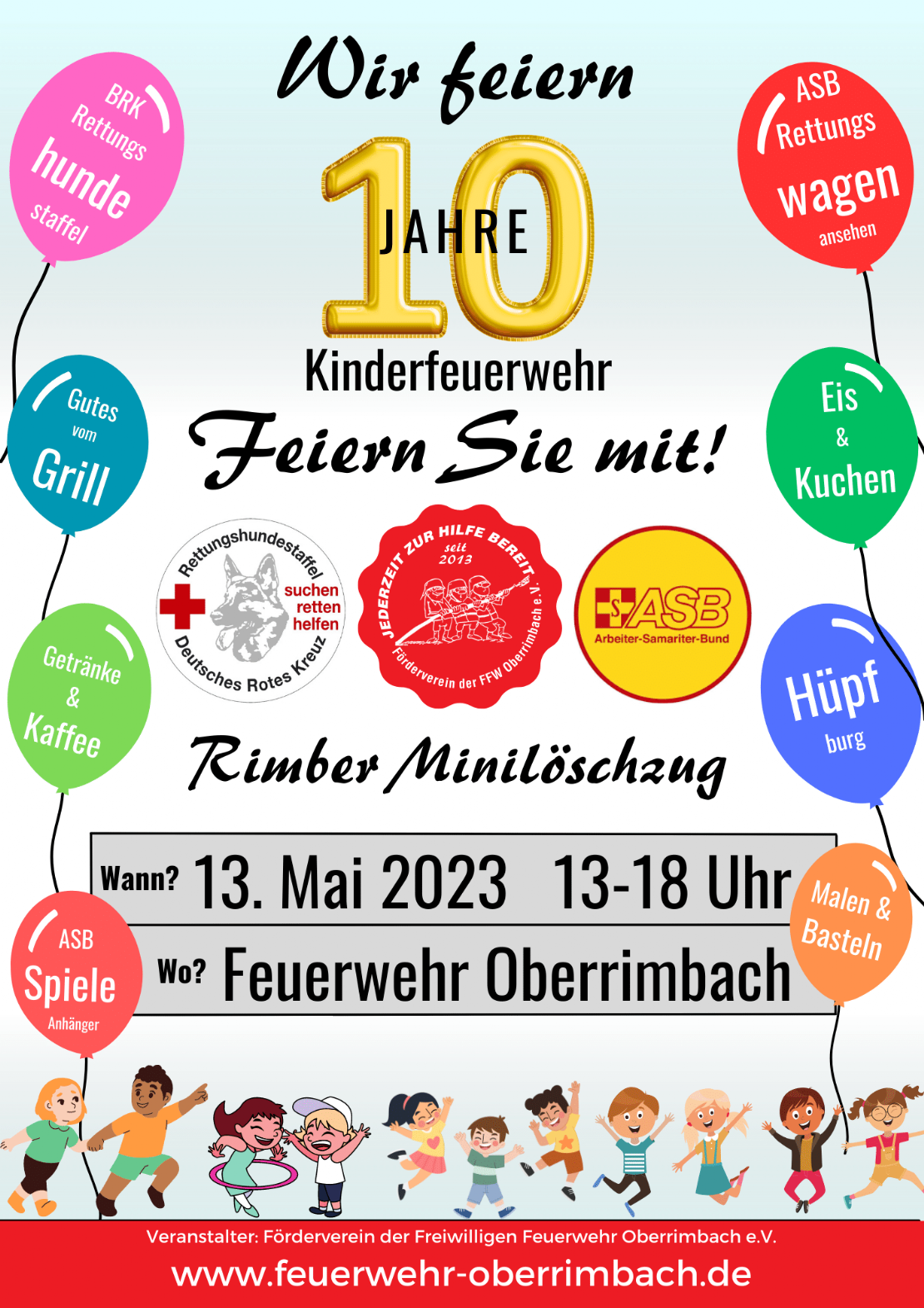10 Jahre Kinder Feuerwehr Oberrimbach Plakat