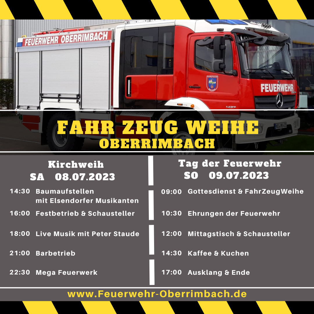 Bild Plakat Kirchweih Fahrzeugweihe Feuerwehr Oberrimbach