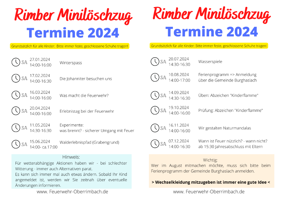 Termine 2024 Kinderfeuerwehr Oberrimbach Mini Feuerwehr 02